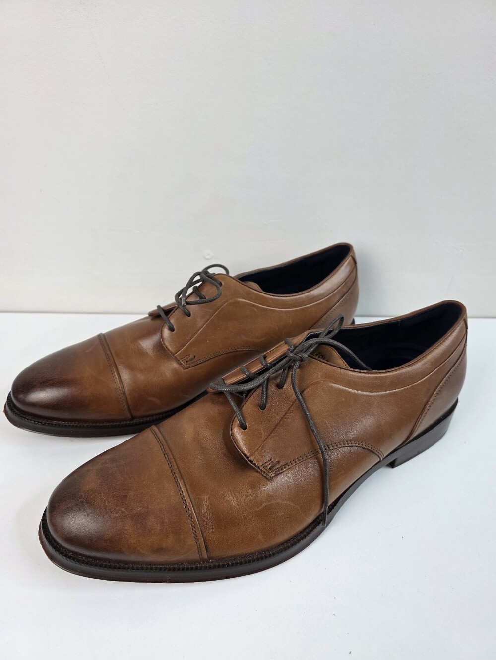 Cole Haan Classic Men's Brown Leather Cap-Toe Oxfords, Size 12